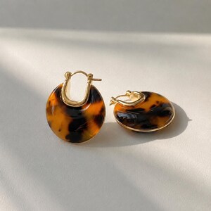 Oorbellen met schildpadmotief van 18 karaats goud, retro statement sieraden, verguld goud, alledaagse sieraden, retro stijl, vintage oorbellen