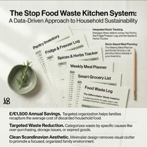 Stop Food Waste Kitchen System | Pantry Inventory Tracker Printable | Fridge Freezer Log | Grocery List | Meal Planner | Instant Download