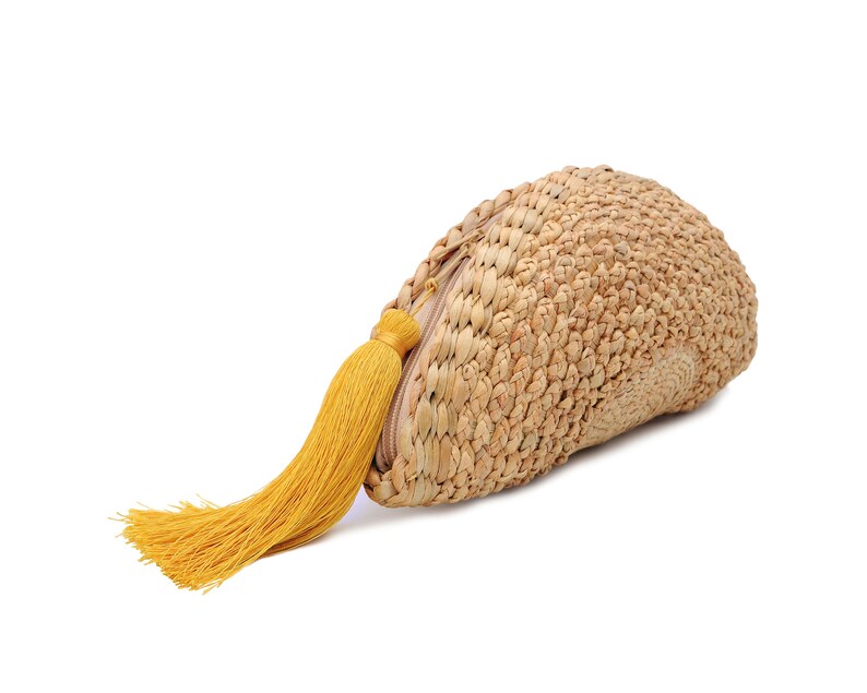 Vintage Handmade Knit Bamboo Rattan Straw Clutch Bag / Handbag Etsy