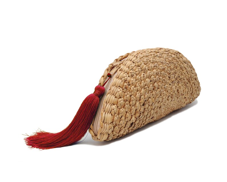 Vintage Handmade Knit Bamboo Rattan Straw Clutch Bag / Handbag Etsy