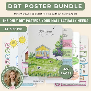 DBT House Skill Posters BPD Therapy Worksheets TIPP stop Improve Dearman Give Fast Mindfulness Coping Cards Counselor Mental Health Decor