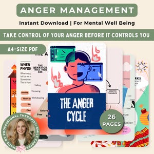 Manual de ejercicios para el manejo de la ira (Gran paquete), para adultos y adolescentes, hojas de trabajo terapéuticas, manejo de emociones, reducción del estrés, autocontrol