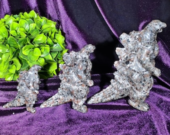 Hand-carved Natural Yooperlite Godzilla Sculpture, Crystal Dinosaur Sculpture