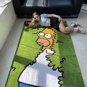 Alfombra con personajes de dibujos animados, hecha a mano, decoración pop art