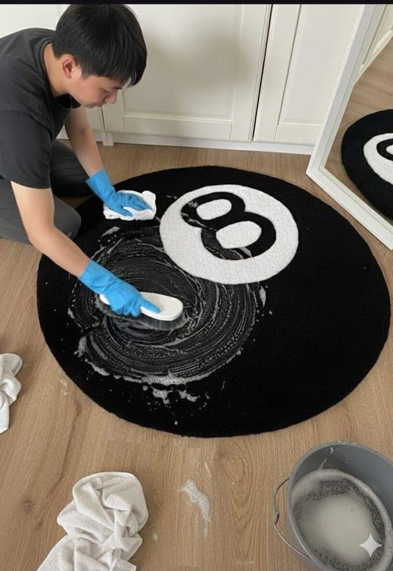 8 Ball Tufted Round Rug, Black White Pool Ball Carpet - Etsy