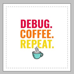 Debug. Coffee. Repeat. Coffee Lover Gift Candle, Pillow & Sticker Designs