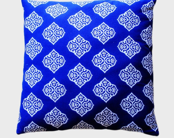 Blue and White Ikat Pillow Cover Etsy