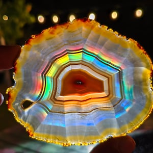 Museum Grade Iris Agate Slice, Ultra Rare Rainbow Crystal Specimen, Collector Gemstone