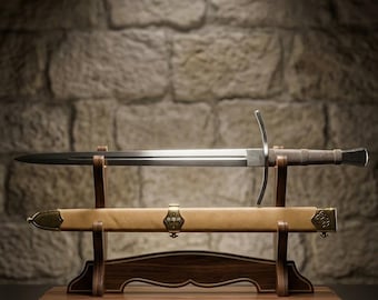 Handmade Medieval Arming Sword | Full Tang European Knight Sword | High Carbon Steel Long Sword | Leather Scabbard | Collector Display Sword
