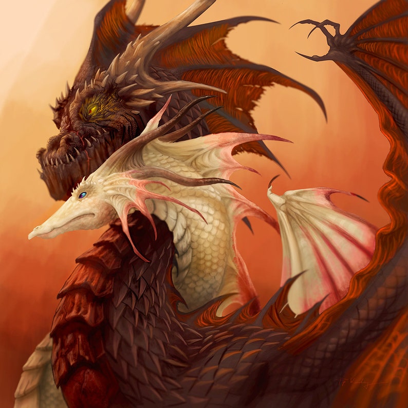 Ebon and Faie, Dragon Couple, Lovers, Art Print image 1