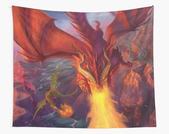 Pyroclast, Fire, Red Dragon Tapestry