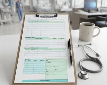 Hoja de trabajo de enfermería especializada Nurse Brain, descarga digital de una página