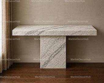 Carrara Calacatta Marble Console Table | Modern Minimalist Entryway Table | Luxury Natural Stone Hallway Furniture Calacatta Marble Console