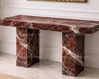 Luxury Red Marble Console Table, Rosso Levanto Stone Entryway Table, Modern Hallway Furniture table top , Italian Marble Accent Table top