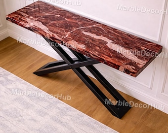 Rosso Levanto Marble Console Table – Red Marble Entryway Table Black Luxury Stone Hallway Table Decor Luxury Rosso Levanto Console Table top