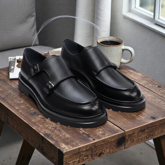 DailyPace Core Style Heritage Black Leather Shoes, Men's Dress Loafers, Casual Footwear