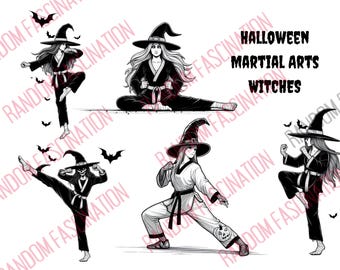 20 Halloween SVG PNG Karate Witches