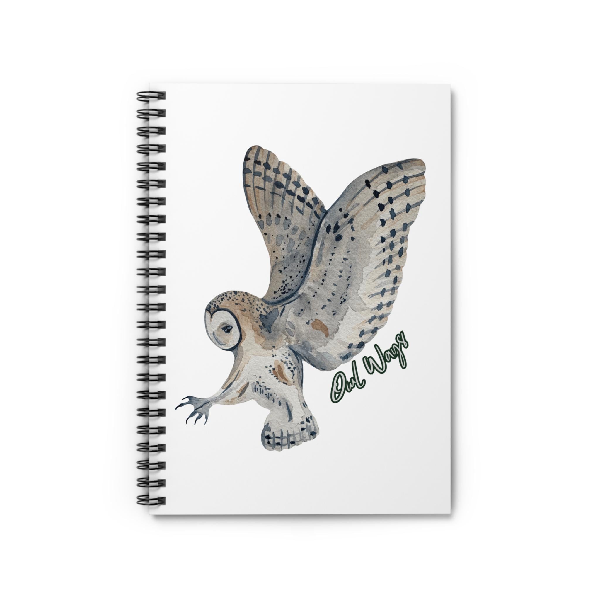 Barn Owl Illustration Spiral Notebook | Flying Owl Ruled Journal