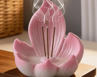 蓮の花の形をしたお香立て、樹脂製アロマセラピー装飾、瞑想のアクセント