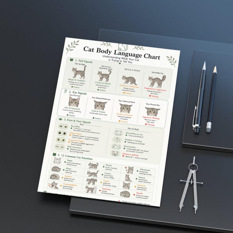 Simple Cat Behaviour Chart.pdf Cat Body Language Chart Printable PDF, Cat Emotions Guide, What Your ...