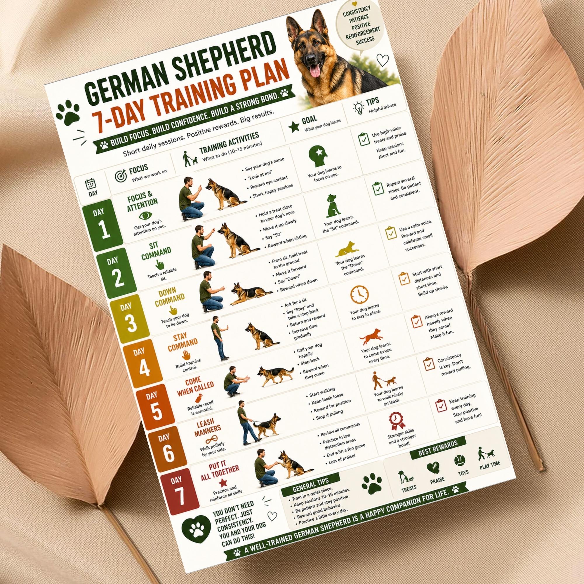 German Shepherd Training Bundle Printable PDF, GSD Commands Chart, Body ...