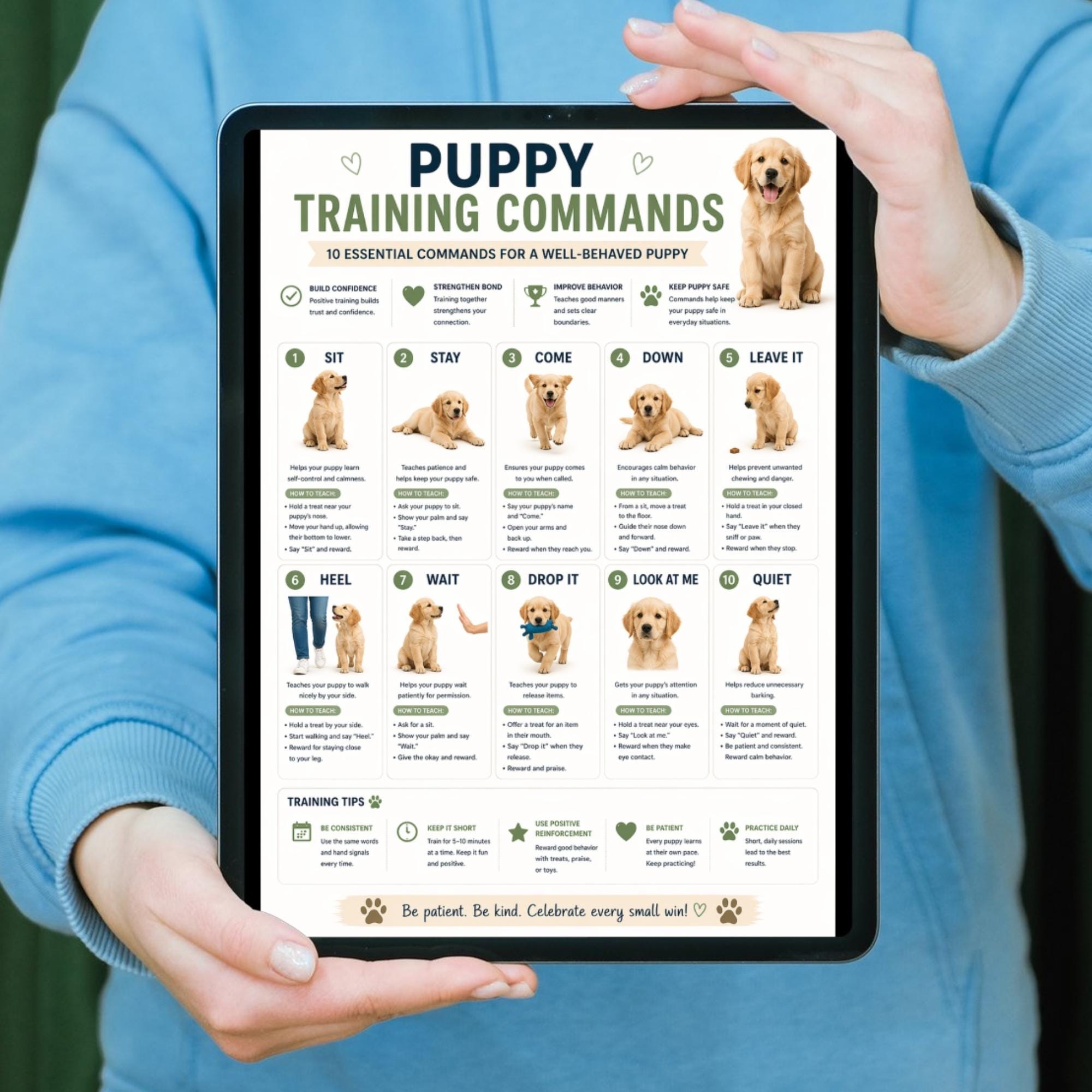 Puppy Training Commands Printable PDF, Dog Obedience Chart, Basic Dog ...