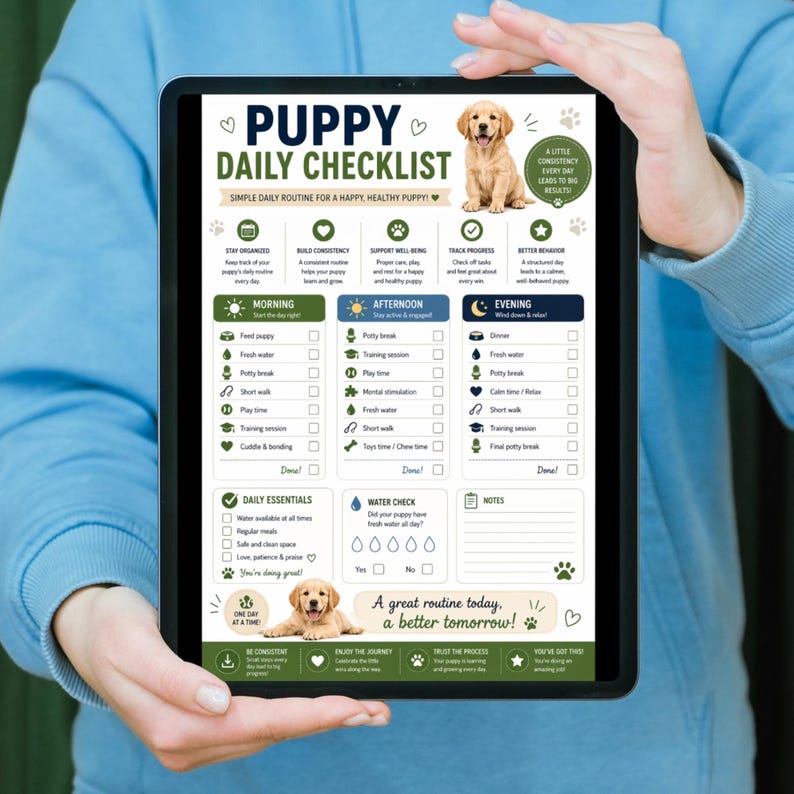 Dog Daily Routine Long Puppy Daily Checklist Printable PDF, Dog Daily Routine Chart, Puppy ...