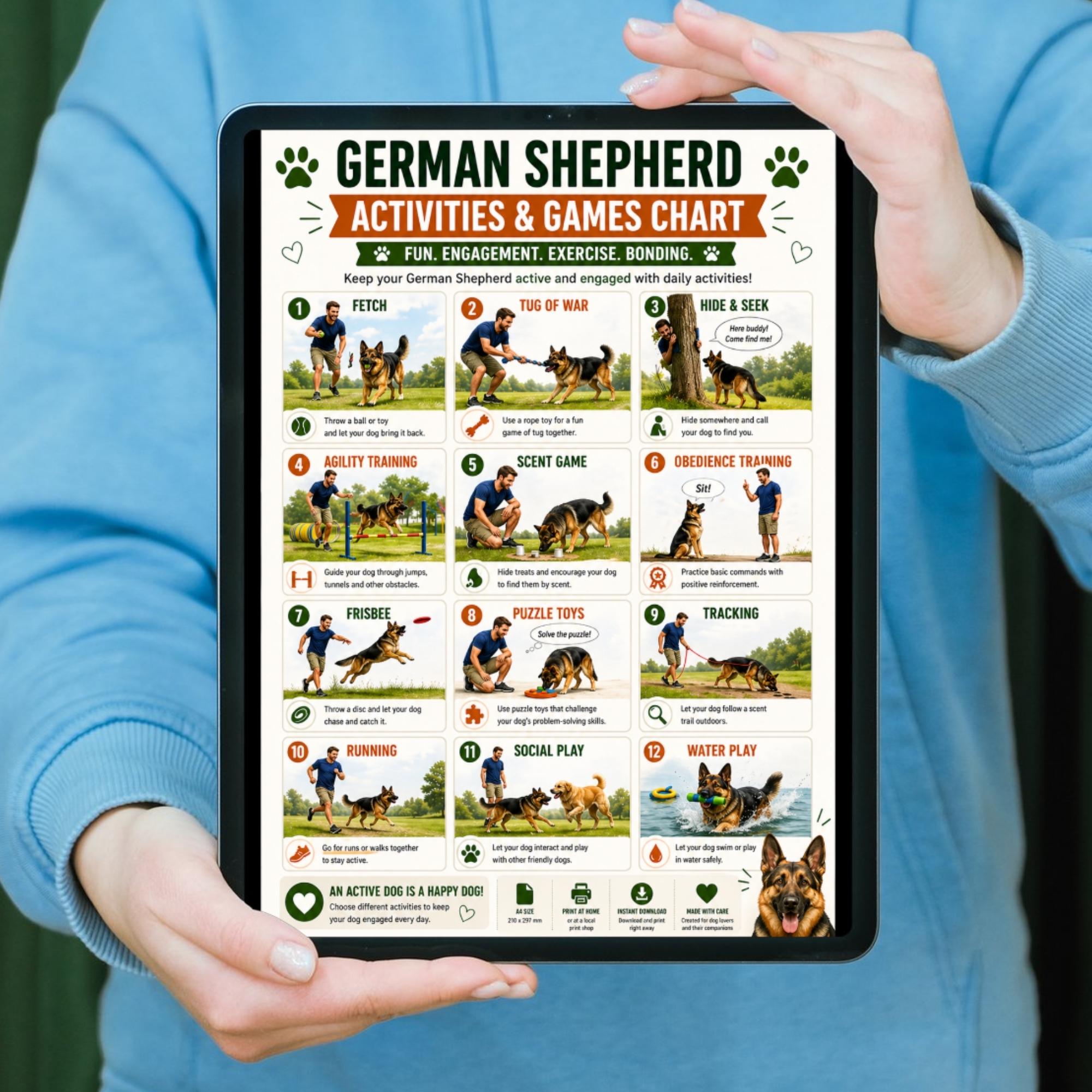 German Shepherd Training Bundle Printable PDF, GSD Commands Chart, Body ...