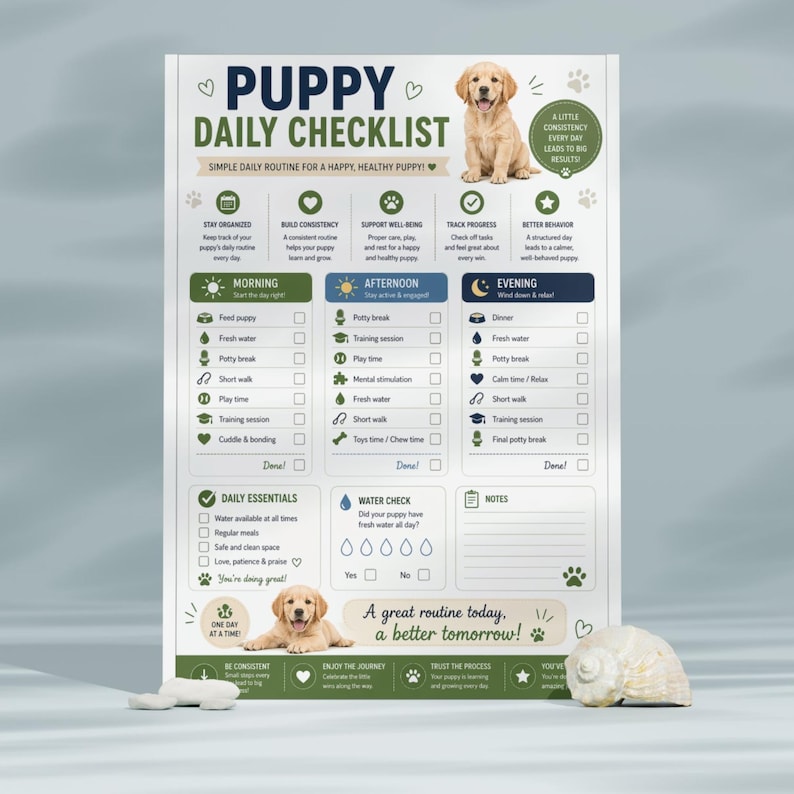 Puppy Daily Checklist Printable PDF, Dog Daily Routine Chart, Puppy ...