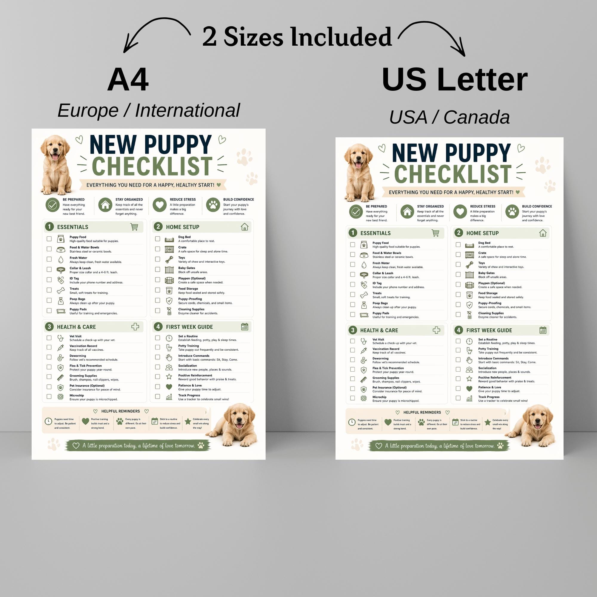 New Puppy Checklist Printable PDF, Dog Essentials List, First Week ...