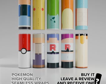 Made without AI - Sublimation 20oz Skinny Tumblers Wrap Bundle x10 Minimalist Design Seamless – Pokémon Collection 01