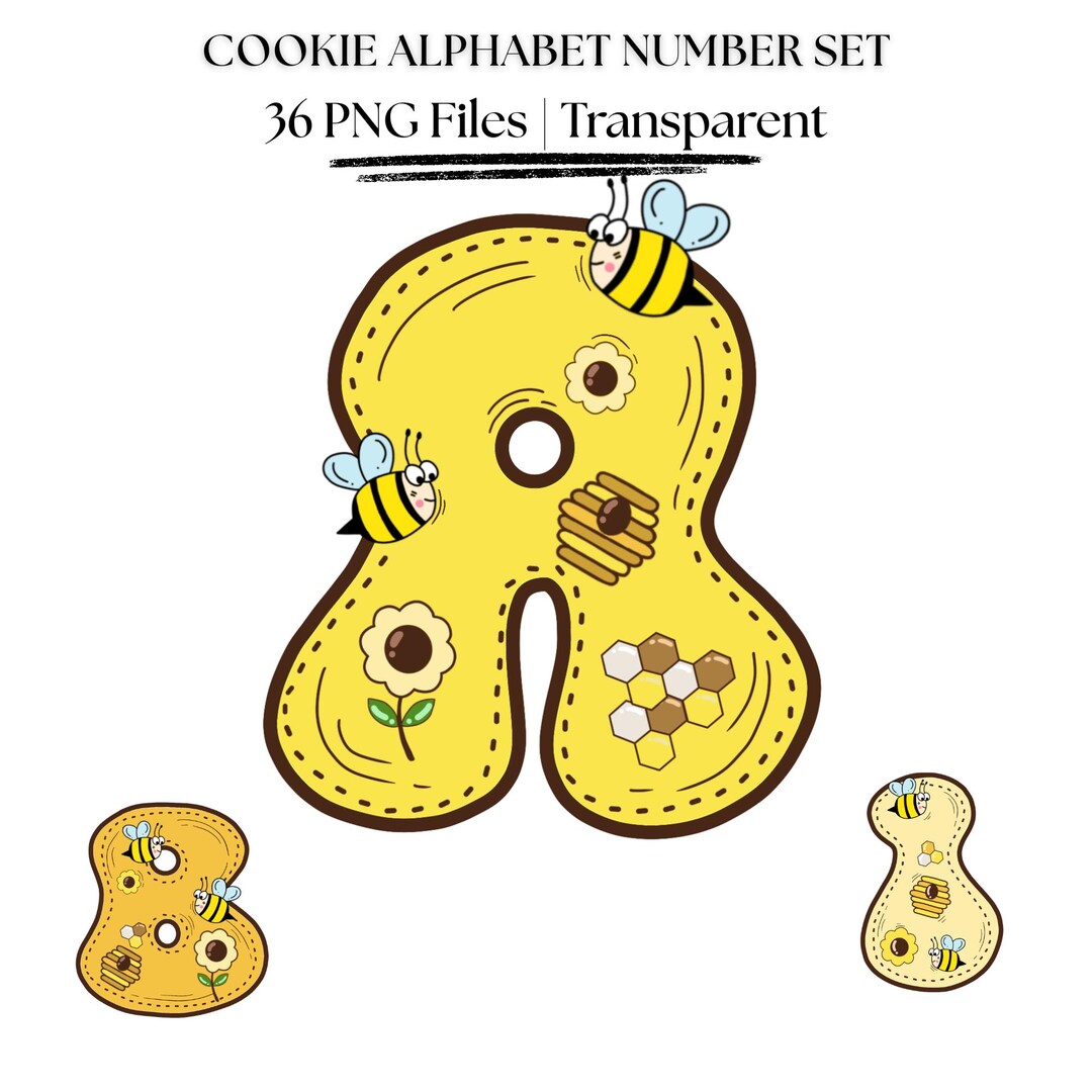 Cookie Alphabet Number PNG Bundle | Biscuit Letters Clipart | Bakery ...