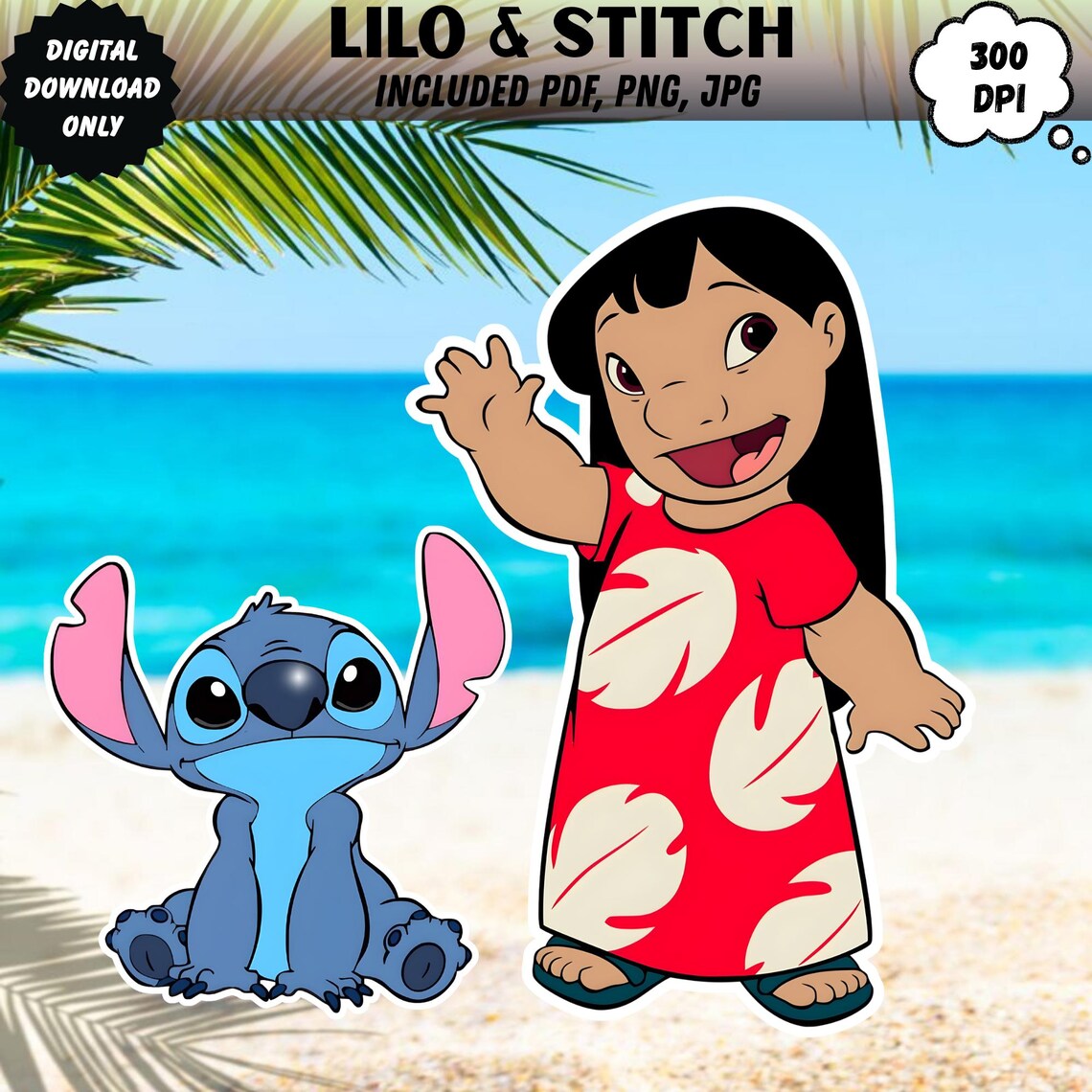 Stitch Standee Lilo & Stitch Birthday Standee PNG, Sublimation Design (digital ...