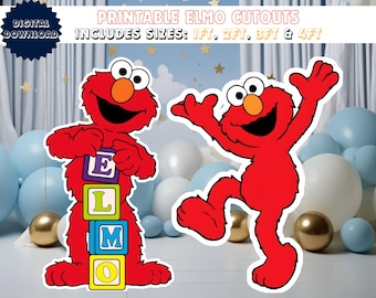 Elmo Birthday Party Cutouts, Two Poses, Printable Standee (Digital Download)