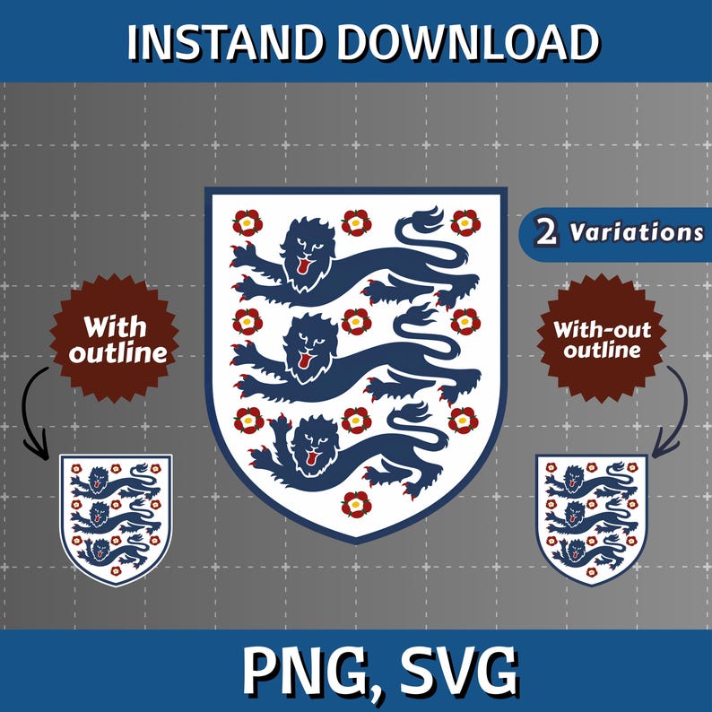 Escudo de la selección inglesa de fútbol en formato SVG y PNG – Logotipo de la selección nacional de fútbol (descarga digital) imagen 1