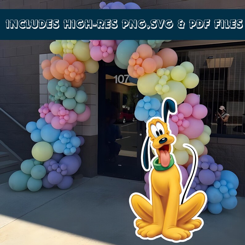 Pluto Character Standee, Printable Party Decorations, Life-size Cutout ...