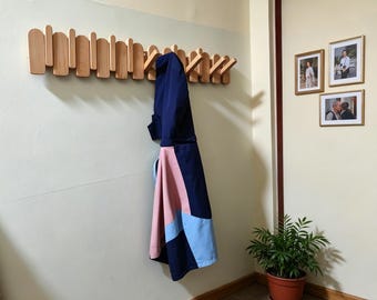 Coat Rack Wall Mount/10 Flip-Down Wood Coat Hooks, Modern Functional Storage, Wooden Wall Hooks, Hat Rack Wall Towel Hooks Organizer
