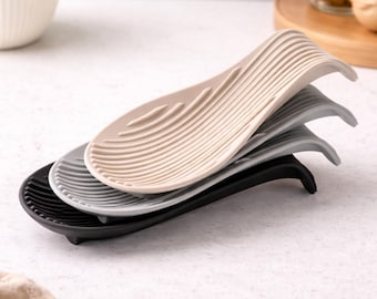 Silicone Spoon Rest Heat Resistant Set, Kitchen Utensil Holder Pad for Spatula Ladle, Non Slip Counter Mat