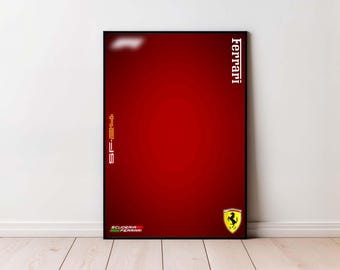 Póster de pared Ferrari SF-24 F1 / Impresión artística digital compatible con Technic 42207 / Decoración de pared de carreras de F1 moderna para arte de pared interior de oficina en casa.