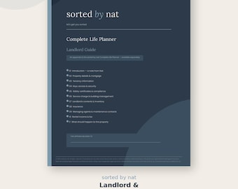 Landlord Estate Planner Printable PDF | Rental Property Death Admin | Executor Guide | Digital Download | A4
