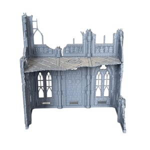 Gotische ruïne, rechthoekig (U-vormig), 3D-geprint voor tafelspellen.