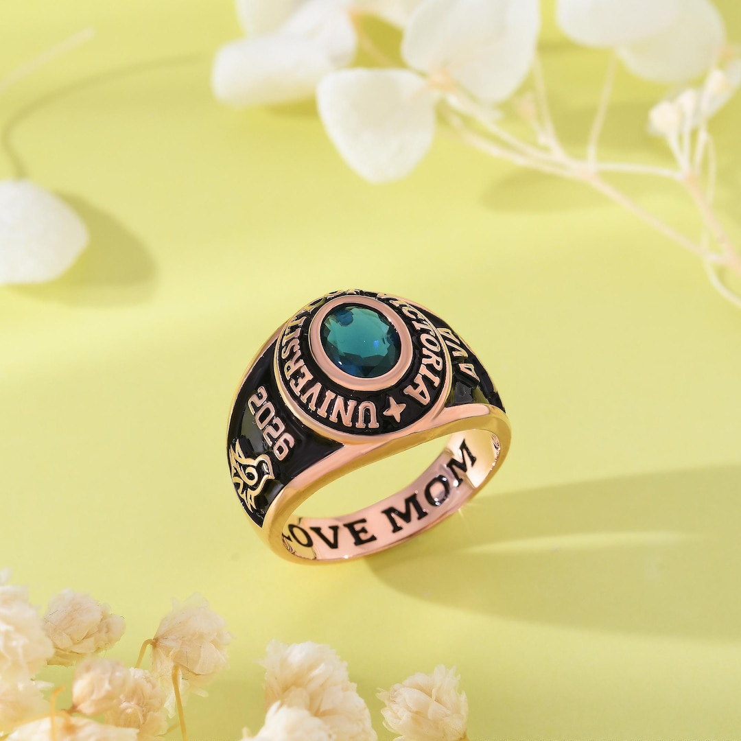 Custom Birthstone College Graduation Class Ring, Personalized High ...