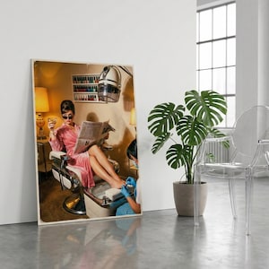 Retro Salon Decor Poster, Funny Pedicure Wall Art, Mid Century Modern Beauty Shop Print, Unbothered Diva Aesthetics Digital Download