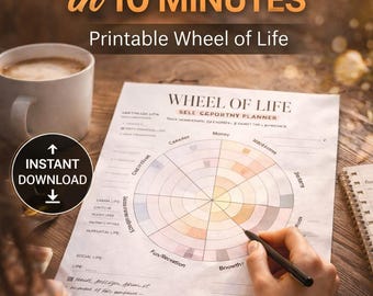 Planificador imprimible "Rueda de la Vida", Crecimiento Personal, Equilibrio Vital (Descarga instantánea)