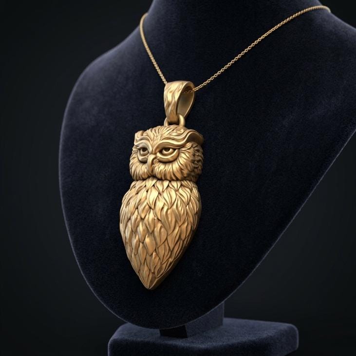 Gold Owl Necklace, Owl Pendant Necklace, Wise Owl Jewelry, Woodland Animal Necklace, Nature Inspired