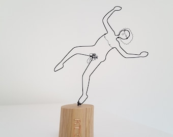 Humerous naked dancing man, small wire sculpture, gift for man, one off artwork handmade by Becky Crawford from Spacefruit