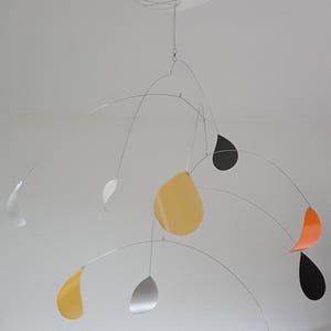 Hanging Mobile, made to order, kinetic, eco home decor, orange mobile, colourful home, custom colours mobile, kids mobile, yellow mobile image 8