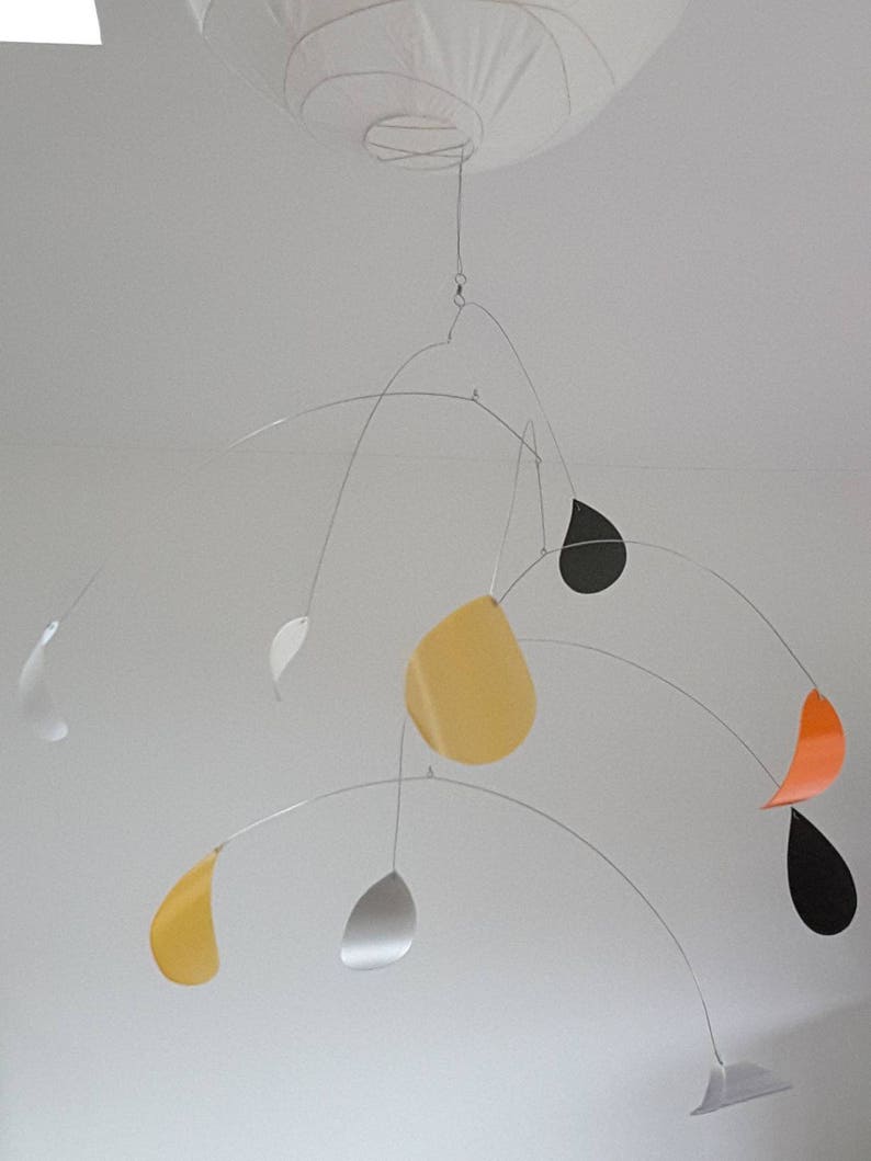 Hanging Mobile, made to order, kinetic, eco home decor, orange mobile, colourful home, custom colours mobile, kids mobile, yellow mobile image 8