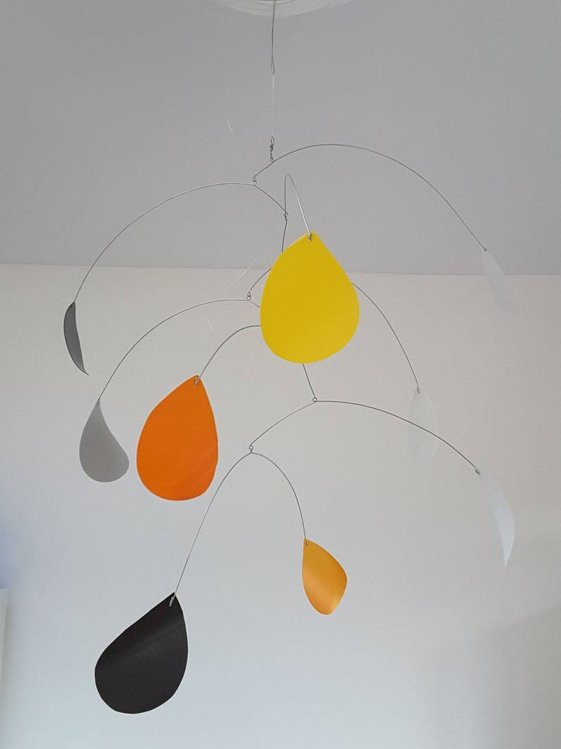 Hanging Mobile, made to order, kinetic, eco home decor, orange mobile, colourful home, custom colours mobile, kids mobile, yellow mobile image 2