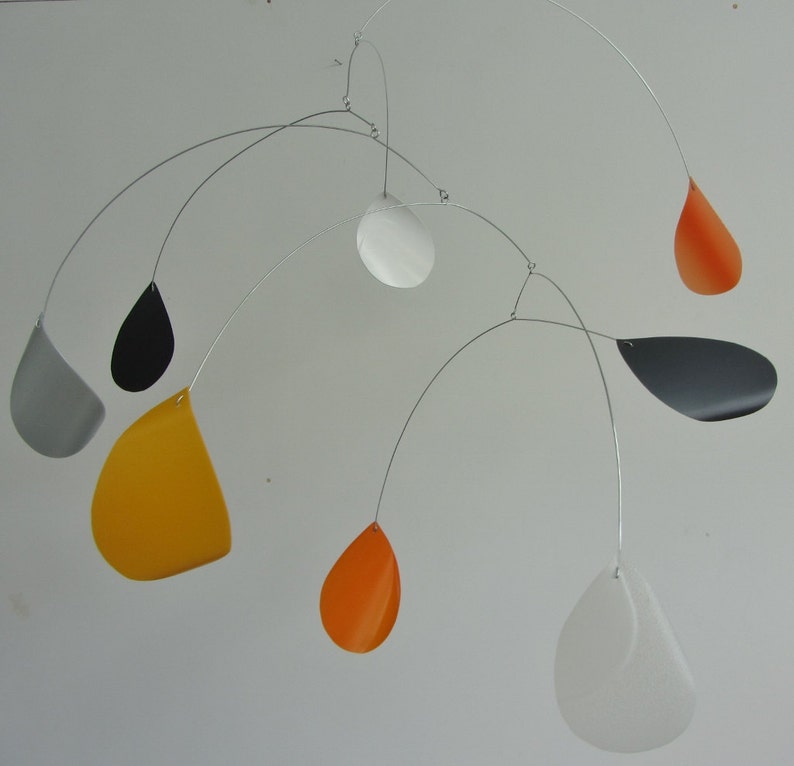 Hanging Mobile, made to order, kinetic, eco home decor, orange mobile, colourful home, custom colours mobile, kids mobile, yellow mobile image 7